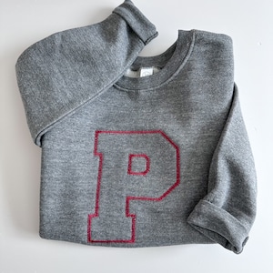 Toddler Crewneck Custom Embroidered Varsity Letter Initial Sweatshirt - Personalized -  Unisex Pullover - Boy Girl Kids Name Monogram