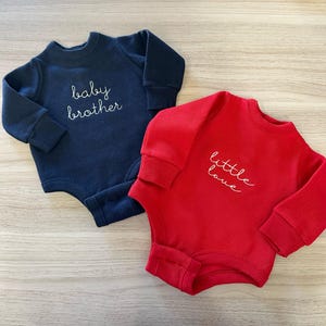 Mono de algodón para bebé con burbujas - Mono tipo sudadera con burbujas con nombre bordado personalizado - Sudadera con cuello redondo y nombre personalizado