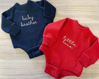 Cotton Baby Bubble Romper - Custom Embroidered Name Bubble Sweatshirt Romper - Personalized Name Crewneck Sweatshirt Sweater