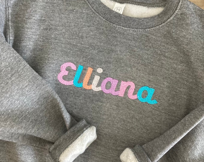 Toddler Kids Crewneck Custom Multicolor Name Sweatshirt - Personalized -  Unisex Pullover - Boy Girl Kids Name Monogram - Rainbow