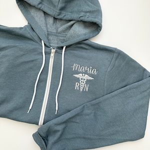 Bella Canvas Zip Up RN Nurse Sweatshirt Hoodie - Registered Nurse - Custom Personalized - Caduceus- Healthcare Worker BSN - Nurse Gift