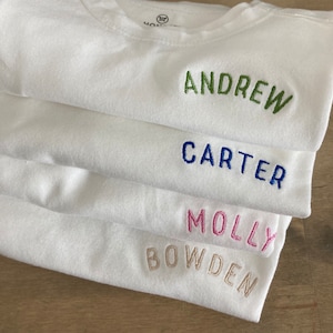 Organic Cotton Custom Name Embroidered Toddler T-Shirt - Personalized Baby Clothing - Curved Circle Left Chest Name