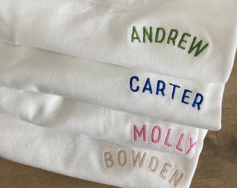 Organic Cotton Custom Name Embroidered Toddler T-Shirt - Personalized Baby Clothing - Curved Circle Left Chest Name