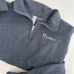 Custom Embroidered Quarter Zip Pullover Sweatshirt - Personalized Gift - Custom Text - Personalized Monogram Name