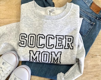 Custom Sports Mom Crewneck Sweater - Soccer, Baseball, Football, Softball Mom - Custom Embroidered Pullover Crew