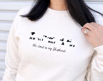 Embroidered The Lord is my Shepherd Crewneck Sweatshirt  - Women's Christian Faith Based Apparel -