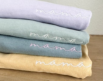 Comfort Colors Embroidered Mama Short Sleeve Shirt - Customize - Garment Dyed Short Sleeve - Name Unisex - Tone on Tone