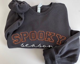 Spooky Season Embroidered Crewneck Sweatshirt - Halloween Sweater -  Bella Canvas Pullover - Unisex Crew