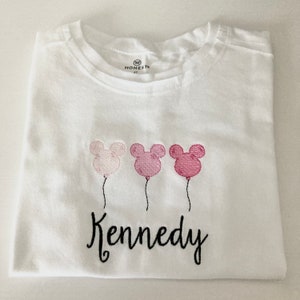 Algodón orgánico personalizado bordado Mickey Mouse globo niño / bebé camiseta - personalizado - globo Sketch Tee - Disneyland