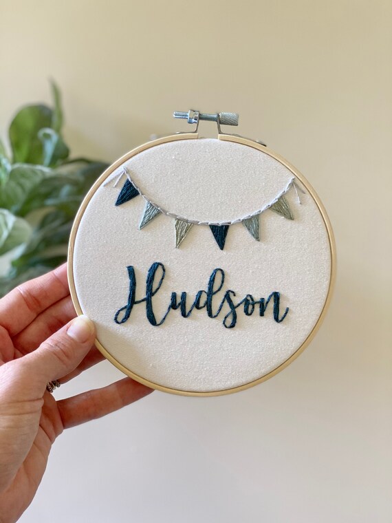 Personalized Baby Boy Name Embroidery Hoop Nursery Baby Etsy