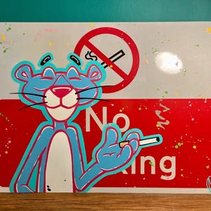pink panther smoking a cigarette Smoking Pink Panther
