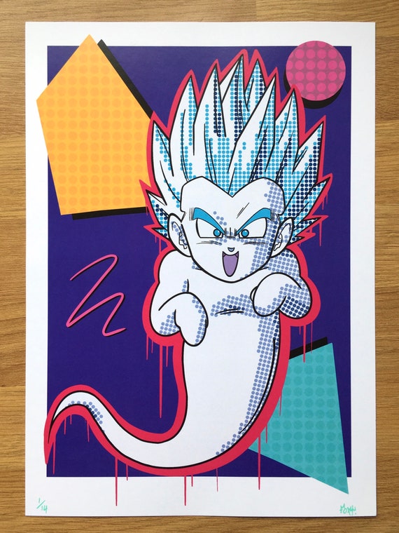 A3 Gotenks Ghost Print With 80s Style Background. Signed and - Etsy