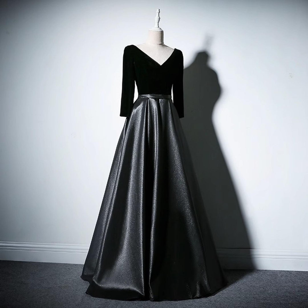 Black V-neck Prom Party Evening Dresses