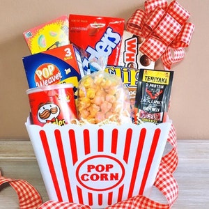 Movie Night Gift Basket, Family Time, Game Night, Date Night, Kids Gift, Popcorn Gift Basket, Snack Basket, Care Package, Game Day Snacks