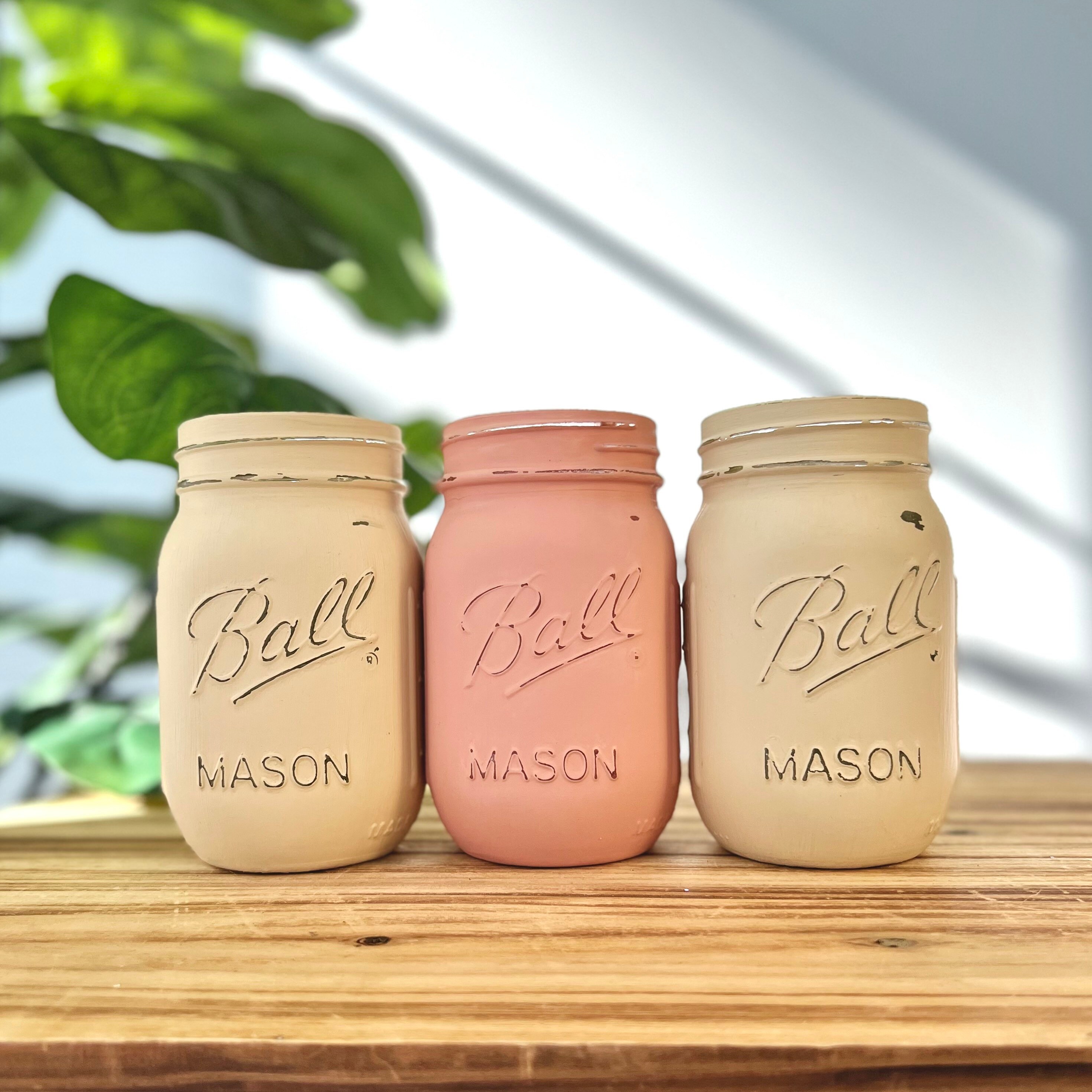 Chalk Paint Mason Jar Centerpiece Rustic Wedding Centerpiece Etsy