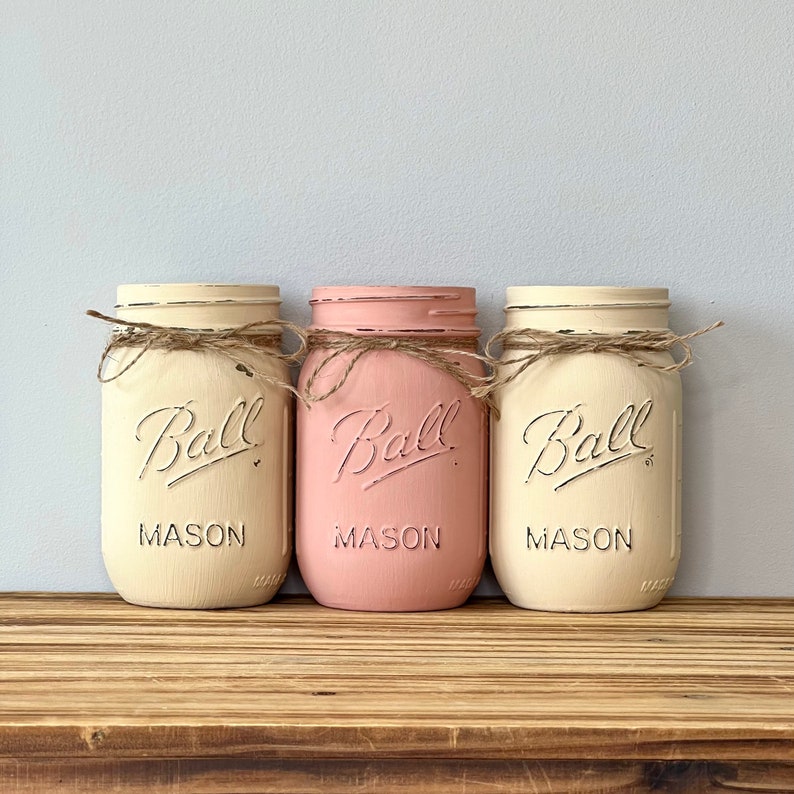 Chalk Paint Mason Jar Centerpiece Rustic Wedding Centerpiece Etsy