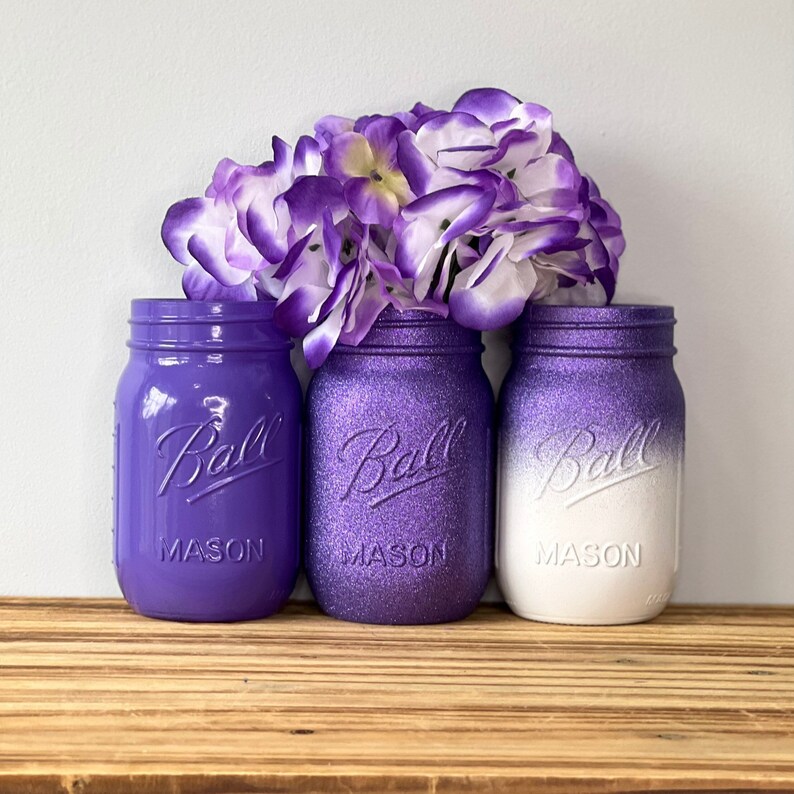 Dark Purple Centerpiece Purple Table Decor Purple Party Etsy