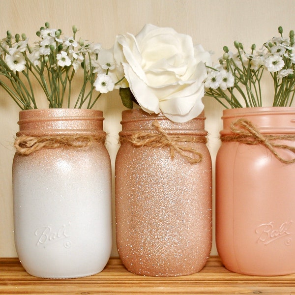 Rose Gold Mason Jars Etsy