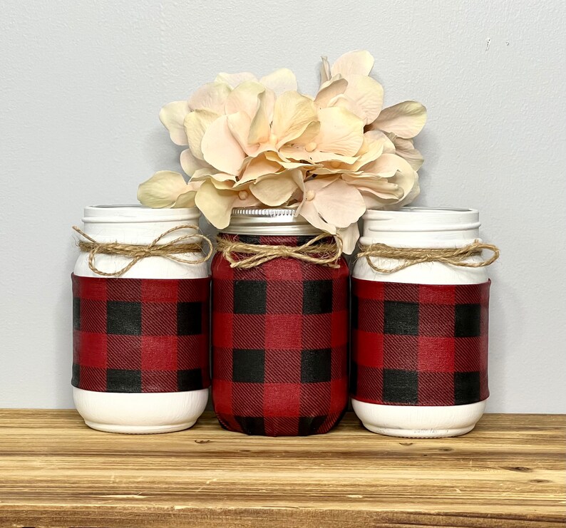 Rustic Home Decor Lumberjack Baby Shower Decor Fall Decor Buffalo Plaid Decor Black and Red Checkered Plaid Table Decor