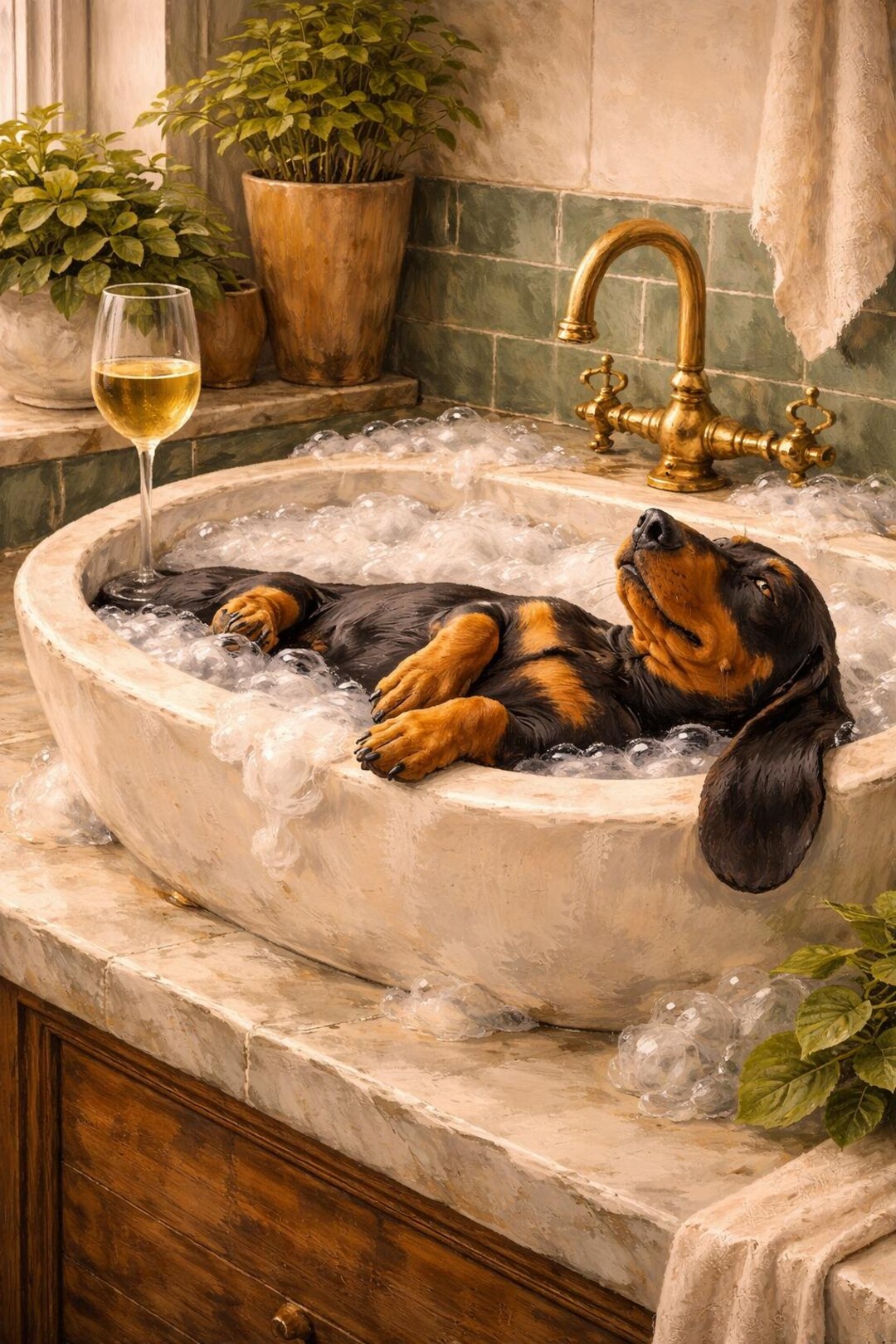 Dachshund Bathroom Wall Art Printable, Sausage Dog Bath Print, Funny ...