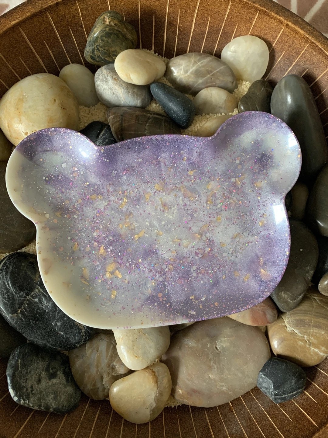 Plato de baratija en forma de oso púrpura y blanco para el | Etsy