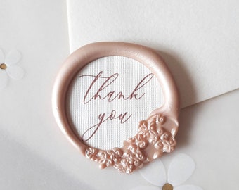 Thank you Wax Seal Stickers with Linen Paper Inset , Thank You Wax Seal Stickers, Wedding Stationary Wax Seal Stickers  -203123222