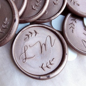 Custom Monogram Wax Seal Stickers, Botanical Custom Wax Seal Stickers, Wedding Stationary Wax Seal Stickers  -1424030320