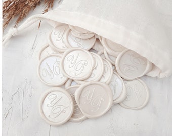 Wedding Custom Wax Seal Stickers, Pearl White Custom Initials Wax Seal Stickers, Wedding Stationary Wax Seal Stickers  -1815190721