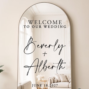 Personalize Wedding Mirror Decal Sign Modern Wedding Mirror Decal Sticker Wedding Names Text Vinyl Decal Custom Wedding Sign Decal