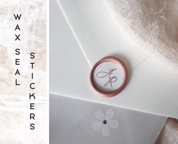 Custom Wax Seal Stickers With Linen Paper Inset , Initials Wax Seal  Stickers, Wedding Stationary Wax Seal Stickers 210223222 