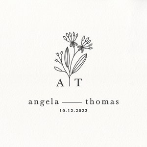 Botanical Wedding Crest Design Kit, Custom Wedding Monogram Design, Floral Wedding Logo Set, Wedding Digital Logo  -0908070320-