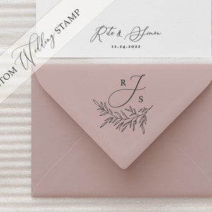 Aangepaste monogram bruiloft stempel, handgetekende takje bruiloft embleem aangepaste stempel -1609060320-