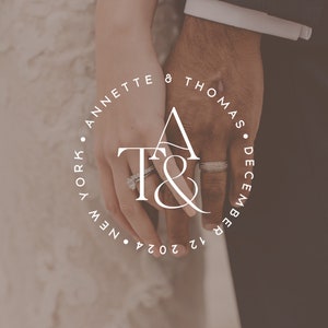 Modern Wedding Monogram, Minimalist Wedding Monogram, Typographic Custom Wedding Logo, Wedding Digital Logo  -1625a-