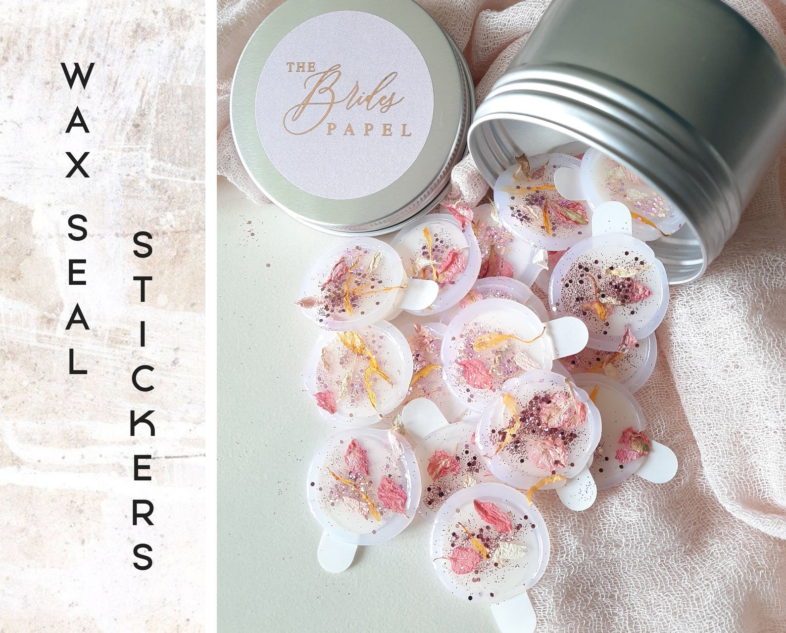 Dried Petals and Rose Gold Glitter Wax Seal Stickers Wax Seal Etsy