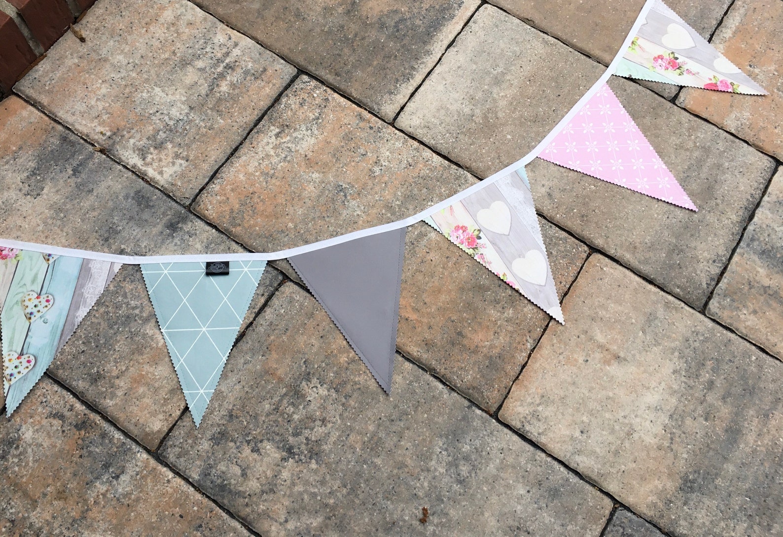 Wimpelkette 2m Outdoor Girlande Wachstuch Garten Deko