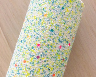 Mixed Yellow, Blue and White Chunky Glitter Fabric, 12x8, 12x26