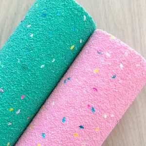 Pink Glitter Fabric, Green Glitter Fabric, Glitter Fabric with Oval Shaped Glitters, Glitter Fabric for Making Hair Bows, Earrings, 11.5x8