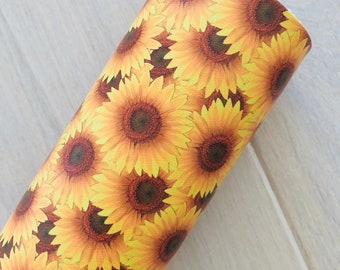 Sunflower, Floral, Smooth Faux Leather, 12x8, 12x26, 12x52