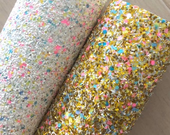 White Glitter Fabric, Gold Glitter Fabric, Chunky Glitter Fabric, Supply for Hair Bow Making, Jewelry Making and DIY Crafts, 12x8, 12x26