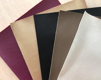 Solid Color Pebbled Faux Leather, 12x8, Gold, Black, Brown, Fuchsia, Silver