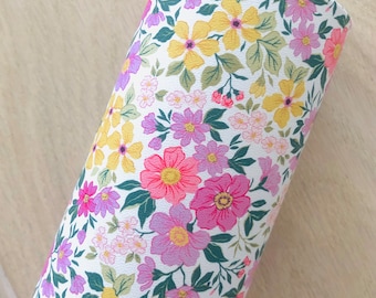 Yellow and Pink Flowers, Smooth Faux Leather, 12x8, 12x26, 12x52