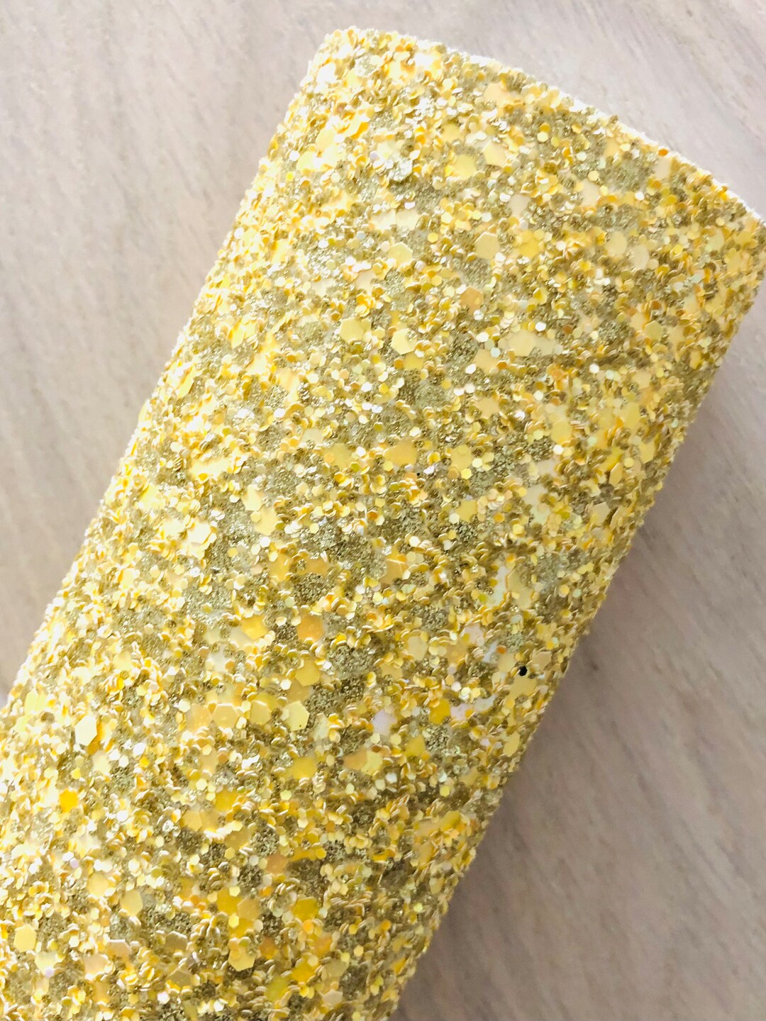 Yellow Glitter Fabric, Gold Glitter Fabric, Glitter Fabric for Making