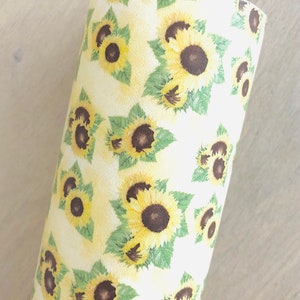 Sunflowers, Printed Smooth Faux Leather, Materials for Making Hair Bow, Earrings, Key Fobs. Floral Faux Leather, 11.5x8