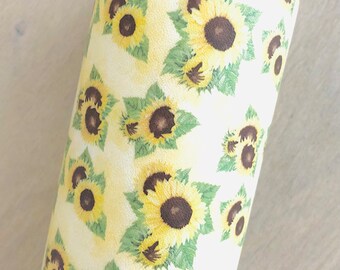 Sunflowers Smooth Faux Leather, 11.5x8