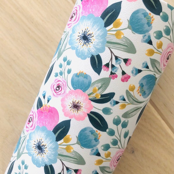 Flowers, Pink Florals, Blue Flowers, Printed Smooth Faux Leather, Faux Leather for Making Hair Bows, Earrings, 12x8, 12x26