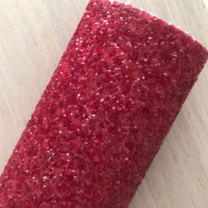 Red Chunky Glitter Fabric, Glitter Faux Leather, Red Faux Leather, Hair Bow Faux and Earring Glitter Fabric, Lux Glitter, 12x8, 12x26