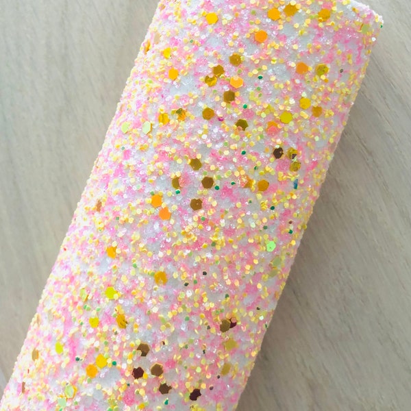 Yellow Glitter Fabric, Gold Glitter Fabric, Pink Glitter Fabric, Glitter Fabric for Making Hair Bows, Earrings, 11.5x8.25, Felt backing