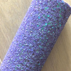 Purple, Lavendar Chunky Glitter Fabric, Glitter Faux Leather, Hair Bow Faux and Earring Glitter Fabric, 11.5x8.25, Felt Backing, Lux Glitter