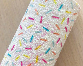 Ice Cream Sprinkles, Summer, White Chunky Glitter, Printed Chunky Glitter Fabric, Hair Bow and Earring Supplies, 12x8, 12x26, 12x52