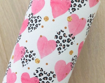 Leopard Hearts, Smooth Faux Leather, 11.5x8, 11.5x26